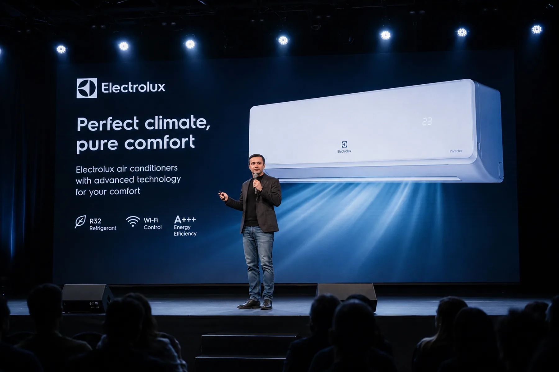 Alexey Skryabin presenting an Electrolux climate-systems project