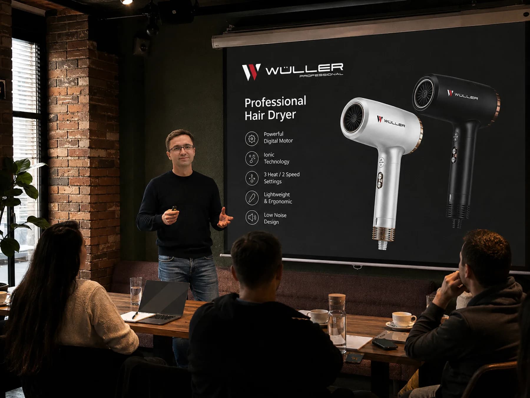 Alexey Skryabin presenting the Wüller Professional product concept